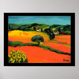 TUSCANY LANDSCAPE WITH SUNFLOWERS POSTER