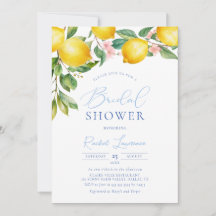Tuscany Lemons Blue Tile Pattern Bridal Shower