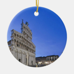 Tuscany, Lucca, Piazza San Michele at Dawn Ceramic Tree Decoration