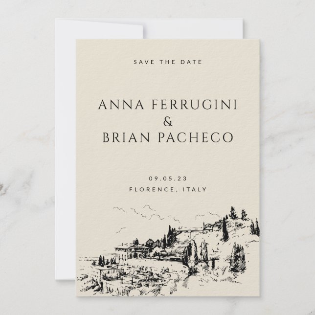 Tuscany Modern Classy Save the Date (Front)