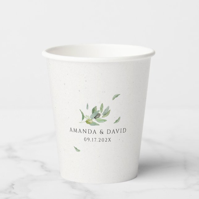  Tuscany Olive Leaves Branch Paper Cups (Front)