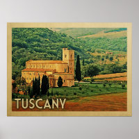 Tuscany Poster Italy Vintage Travel