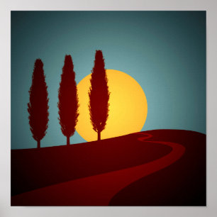 Tuscany Sunset Art Poster