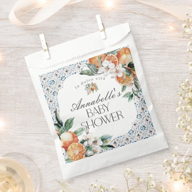 Tuscany Tile Citrus Greek Baby Shower Dessert Favour Bags (Clipped)
