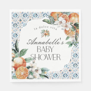 Tuscany Tile Citrus Italy Baby Shower Table Decor Napkin