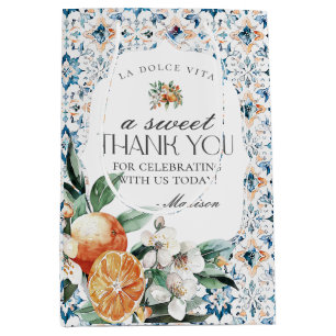 Tuscany Tile Citrus Orange Italian Greek Coastal Medium Gift Bag