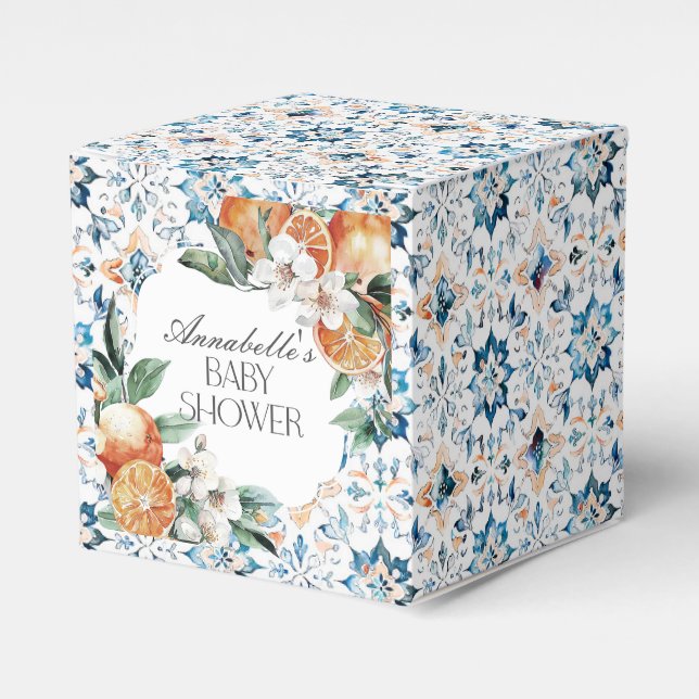 Tuscany Tile Italian Baby Shower Dessert Favours Favour Box (Front Side)