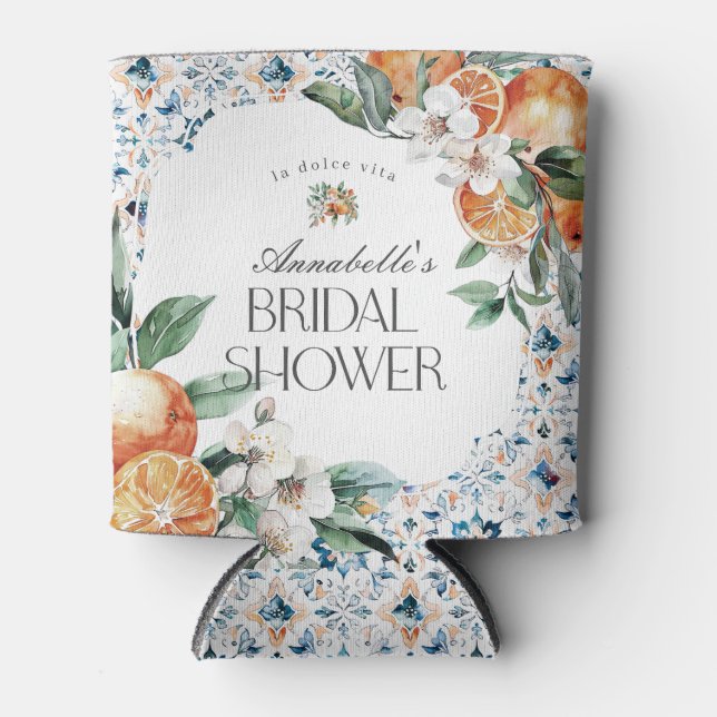 Tuscany Tile Italian Bridal Shower Favour Barware Can Cooler (Front)