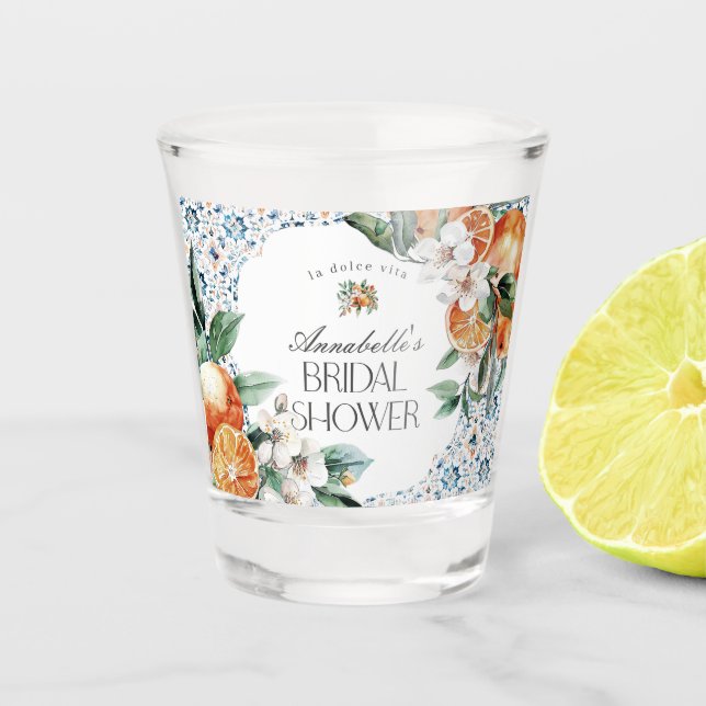 Tuscany Tile Italian Bridal Shower Favour Barware Shot Glass (Front)