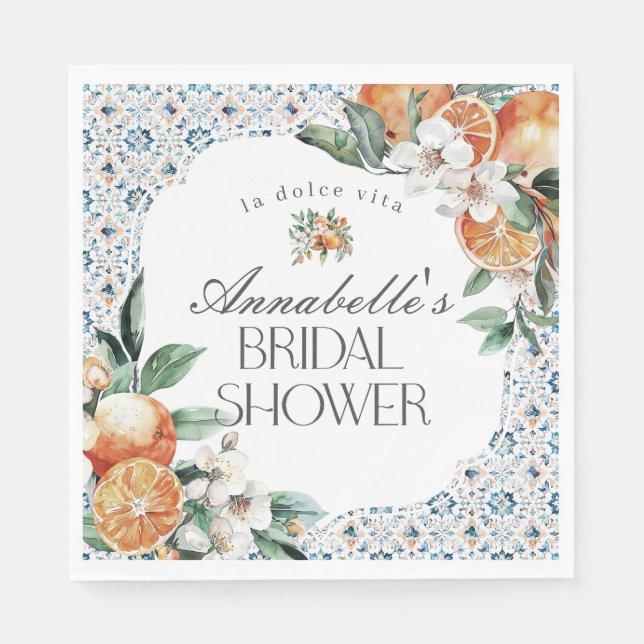 Tuscany Tile Italian Bridal Shower Table Decor Napkin (Front)