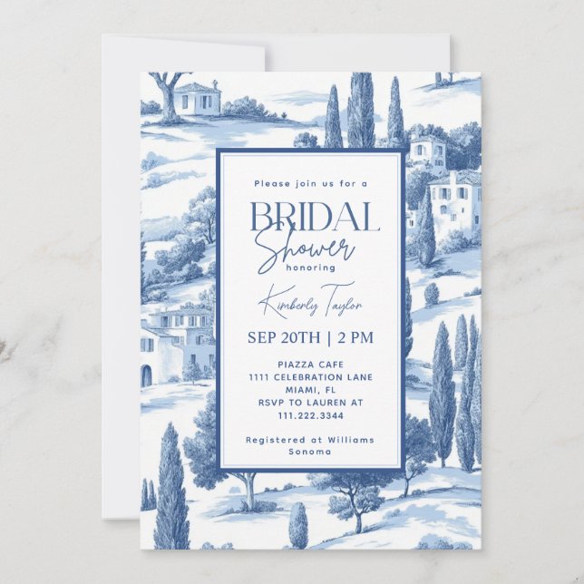 Tuscany Toile Italy Italia Bridal Shower Invitation (Front)