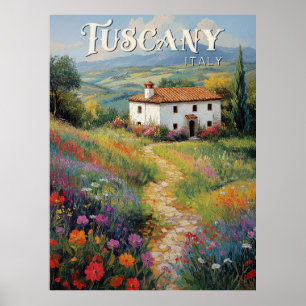 Tuscany Travel Poster - Vintage Italy Scene