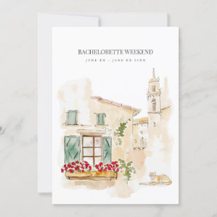 Tuscany Watercolor Bachelorette Weekend Invitation