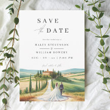Tuscany Watercolor Illustration Skyline Wedding