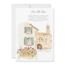 Tuscany Watercolor Italian Save The Date Card