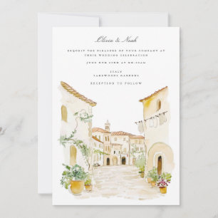 Tuscany Watercolor Italian Wedding Invitation Card