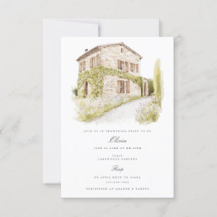 Tuscany Watercolor Italy Bridal Shower Invitation
