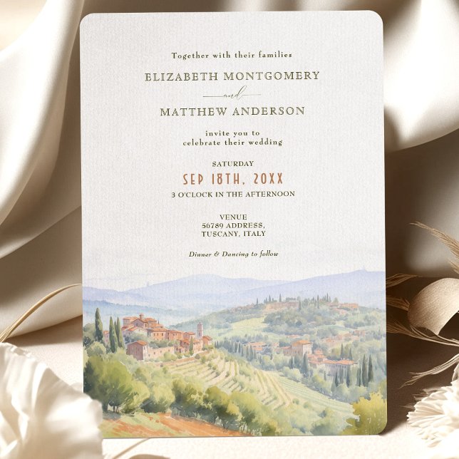 Tuscany Watercolor Italy Destination Wedding Invitation (Creator Uploaded)