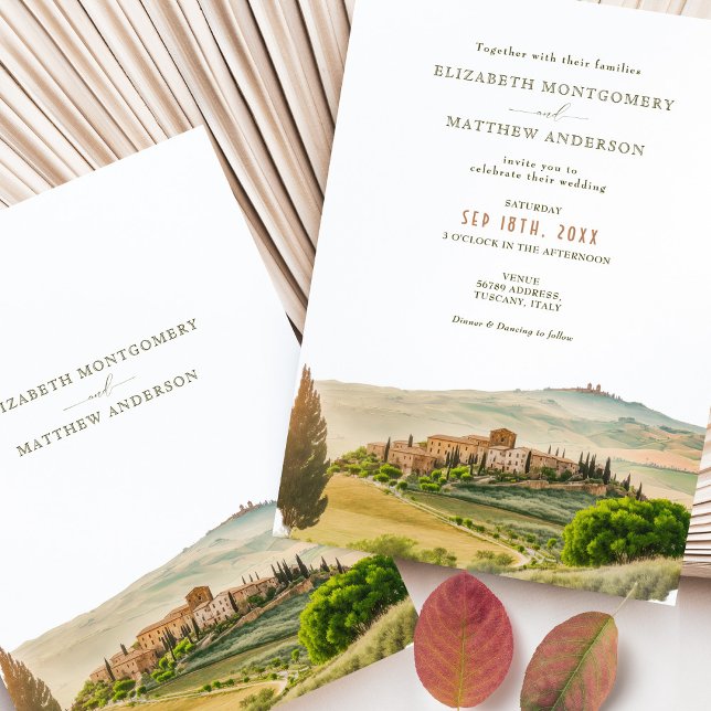 Tuscany Watercolor Italy Destination Wedding Invitation (Creator Uploaded)