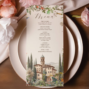 Tuscany Watercolor Italy Destination Wedding Menu