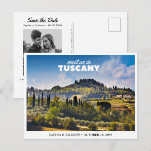 Tuscany Wedding Italy Save the Date Retro Postcard