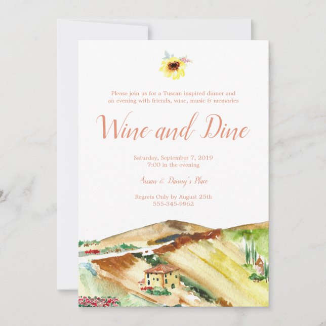 Tuscany Wine and Dine Dinner Party Invitation (Front)