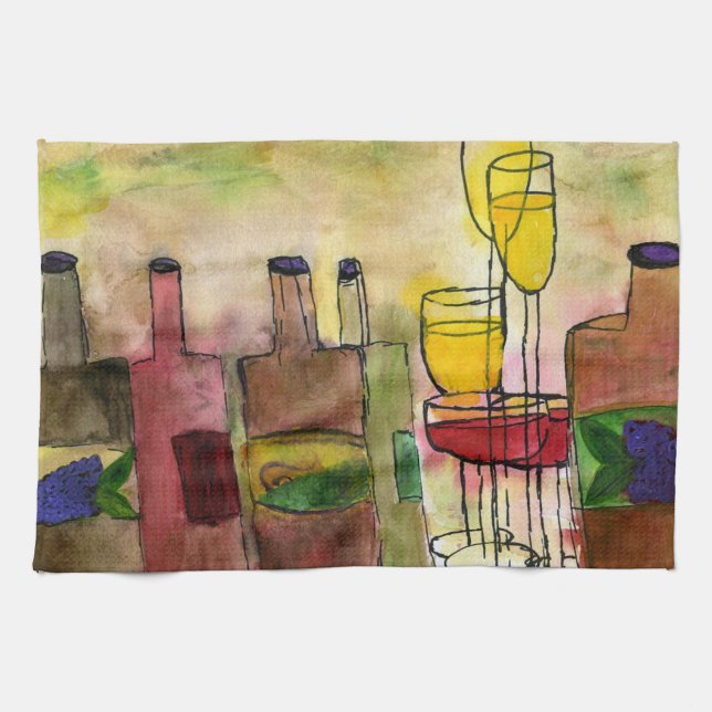 Tuscany Wine Cocktail bar towel from art (Horizontal)