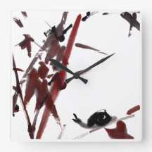 Tuschekunst mit Schnecke und Rotem Bambus