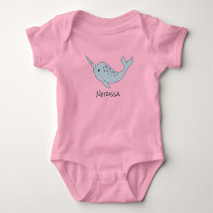 Tusked Narwhal Name Baby Bodysuit