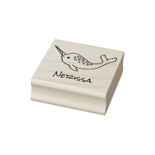 Tusked Narwhal Name Rubber Stamp
