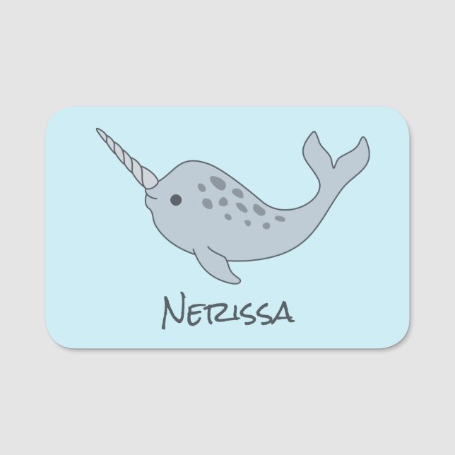 Tusked Narwhal Name Tag (Front)
