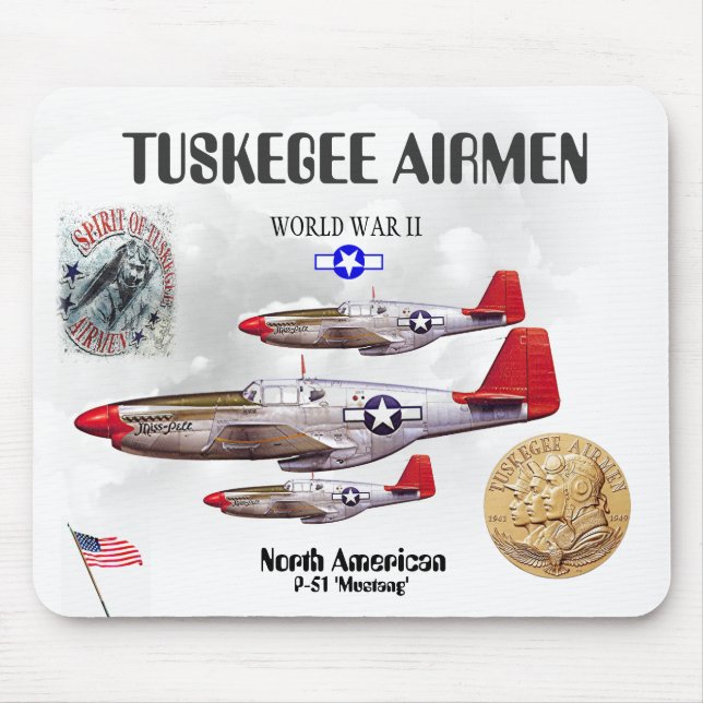 TUSKEGEE AIRMEN -301st Fighter Sq.- WW II Mouse Pa Mouse Mat (Front)