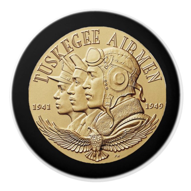 TUSKEGEE AIRMEN COIN CERAMIC KNOB (Front)
