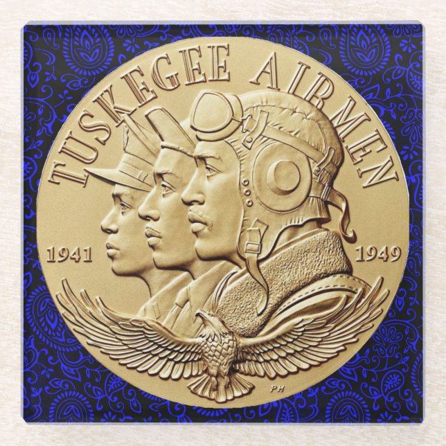 TUSKEGEE AIRMEN COIN GLASS COASTER (Front)