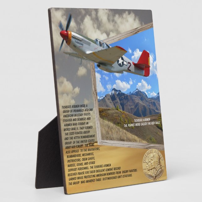 TUSKEGEE AIRMEN PLANE FLYING OUT OF PICTURE PLAQUE (Side)