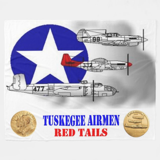TUSKEGEE AIRMEN (The RED TAILS) Fleece Blanket (Front (Horizontal))