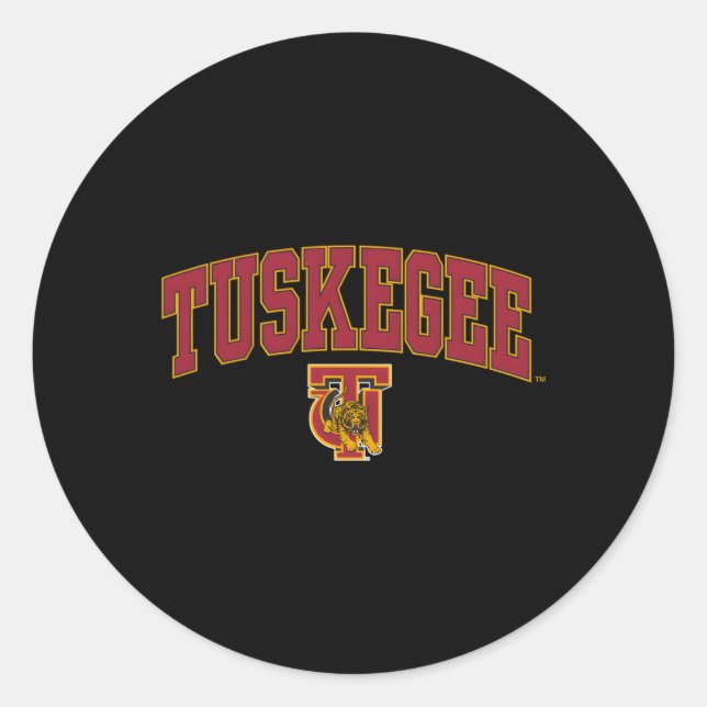 Tuskegee Golden Tigers Arch Over Classic Round Sticker (Front)