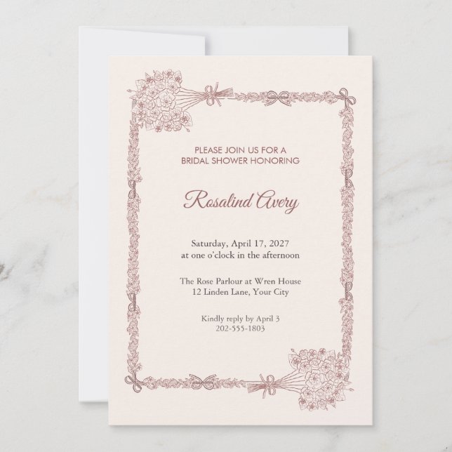 Tussie Mussie Bridal Shower Invitation (Front)