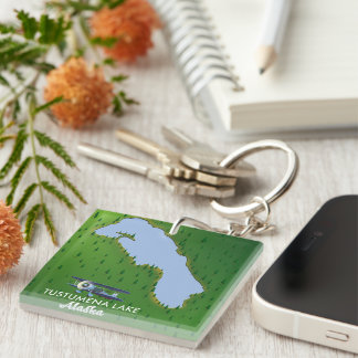 Tustumena Lake Travel map Acrylic Print Key Ring