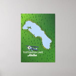 Tustumena Lake Travel map Canvas Print