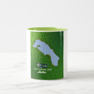 Tustumena Lake Travel map Two-Tone Coffee Mug