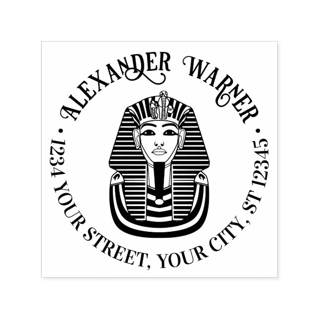 Tutankhamen Funerary Mask Name Return Address Self-inking Stamp (Design)
