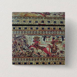 Tutankhamun  on his chariot attacking Africans 15 Cm Square Badge