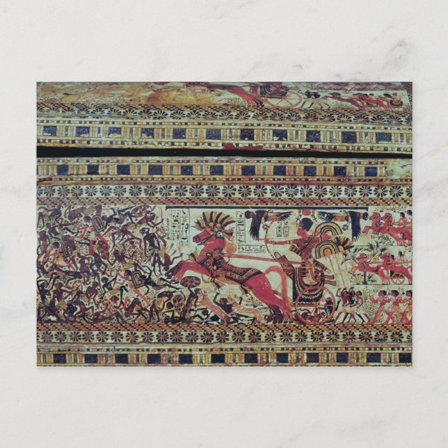 Tutankhamun  on his chariot attacking Africans Postcard (Front)