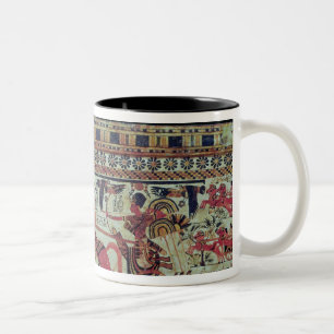 Tutankhamun  on his chariot attacking Africans Two-Tone Coffee Mug