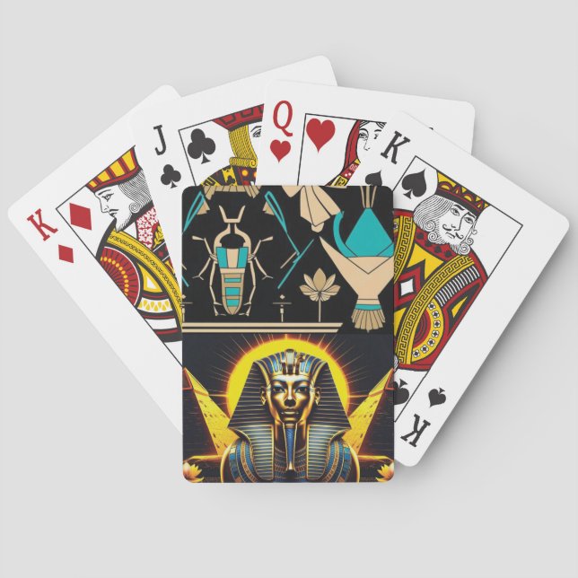 Tutankhamun & Pyramids | Ancient Egyptian Art Playing Cards (Back)