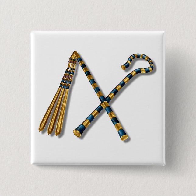 Tutankhamun’s Flail and Crook 15 Cm Square Badge (Front)