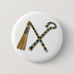 Tutankhamun’s Flail and Crook 6 Cm Round Badge