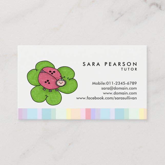 Tutor Cute Ladybug Business Card (Front)