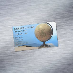 Tutor/  Educator Globe & Book Back to school Magnetic Business Card